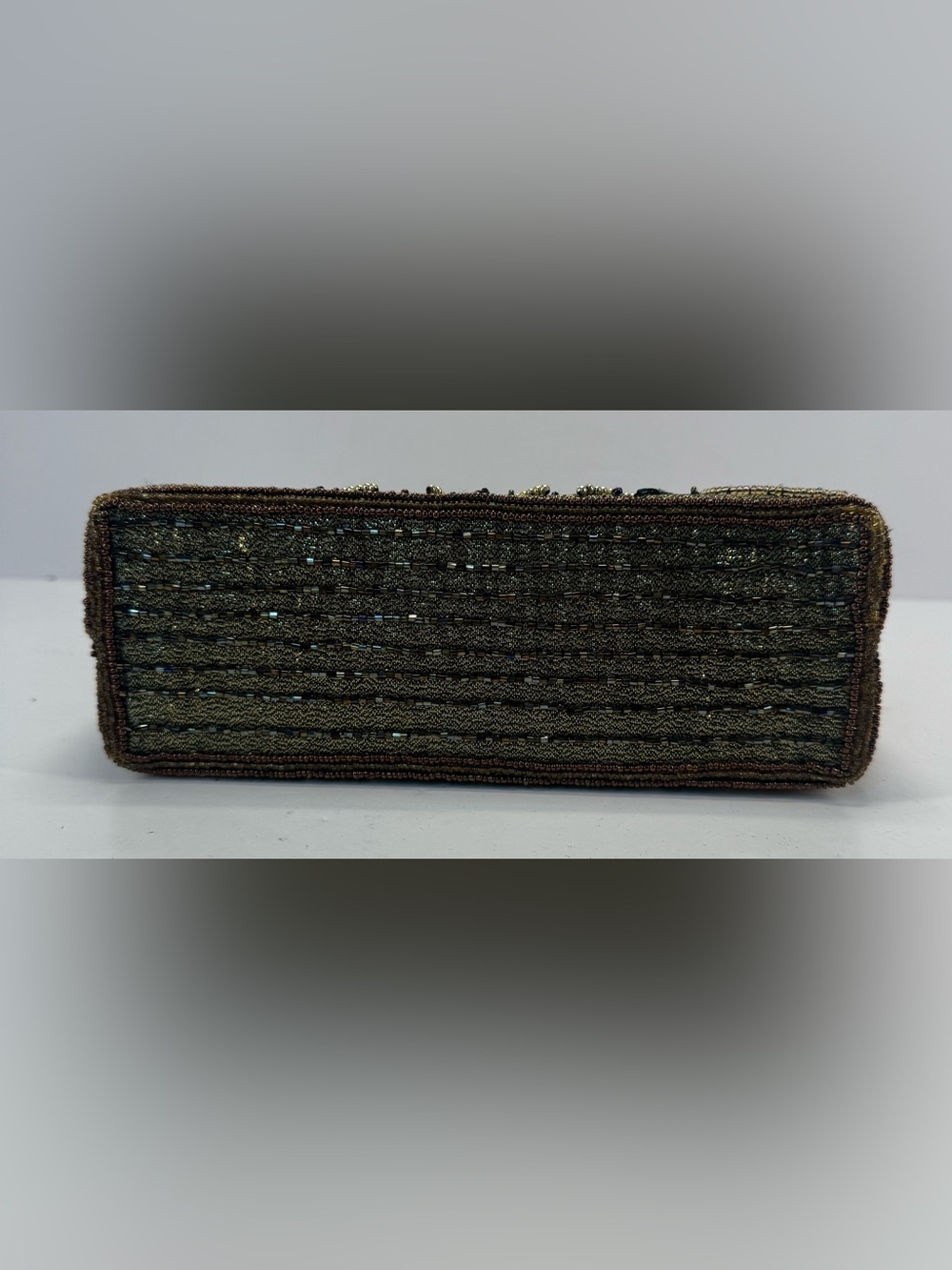 Vintage Fully Beaded Owl Metallic Gold Evening Clutch with Decorative Handle - Picture 5 of 16